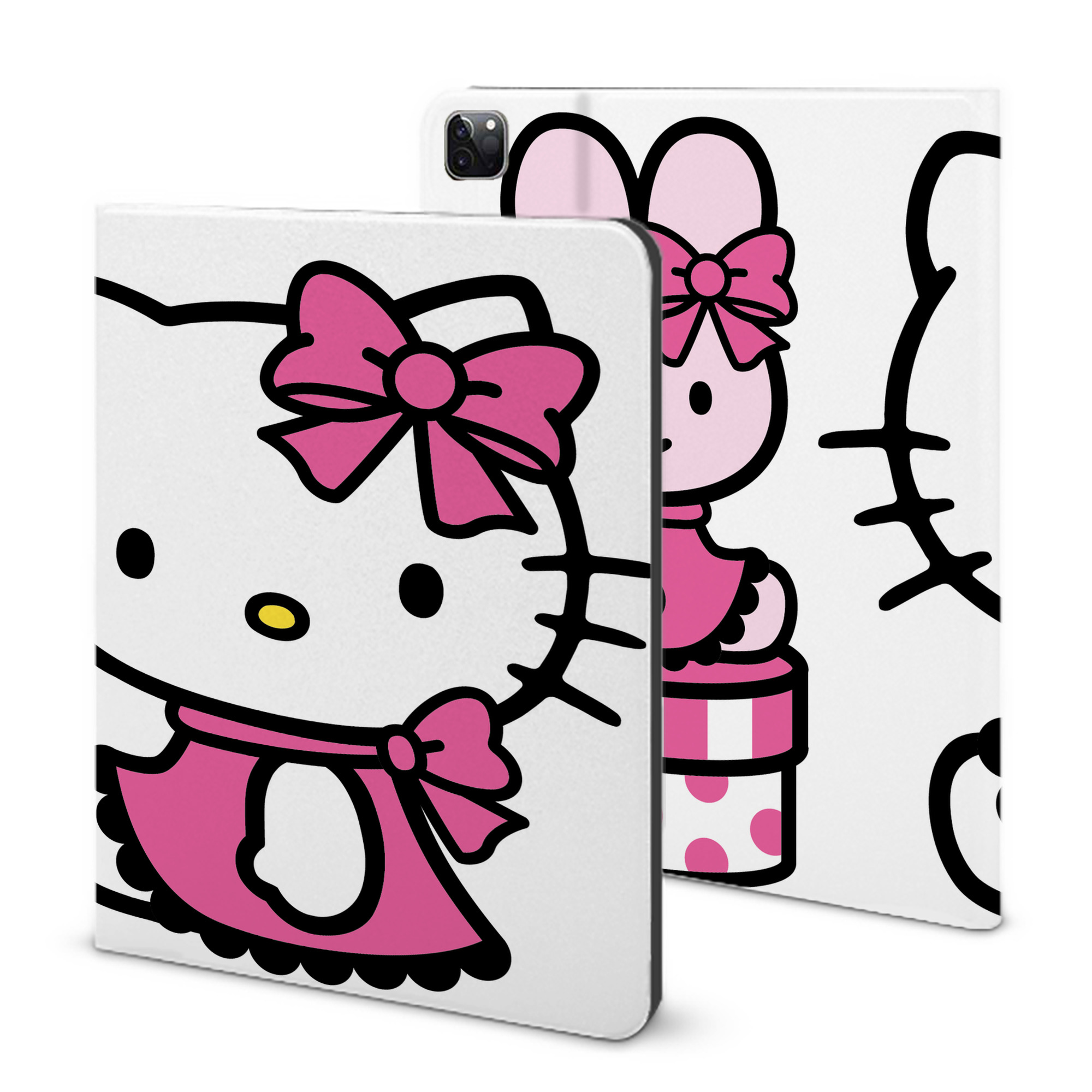 （画像用） Hello Kitty ハローキティ IPad ケース ブック型 PUレザー TPU 耐衝撃 軽量 薄型 ペン収納なし 全面保護 IPad 各モデル対応